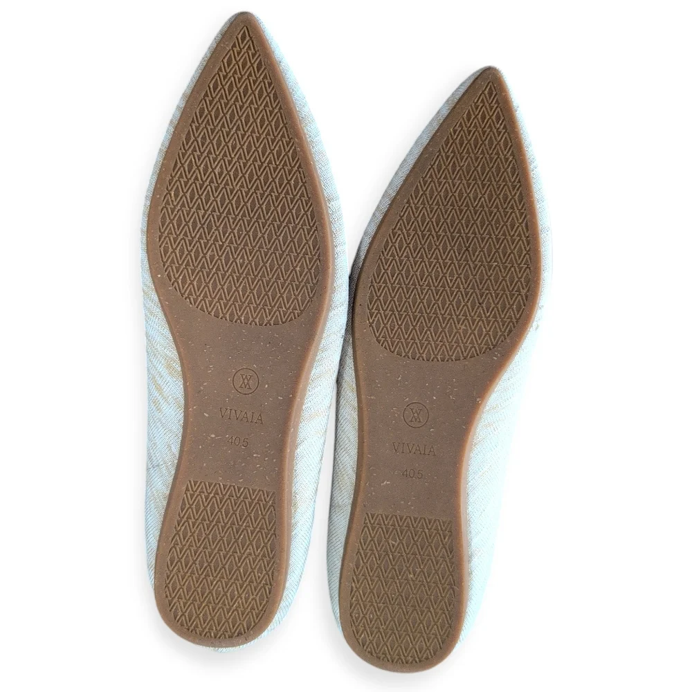 Vivaia Hemp Aria Flats Pointed Toe Dapple Cream Comfort Shoes 40.5